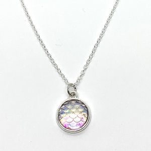 925 Clear White Mermaid Scale Pendant Necklace